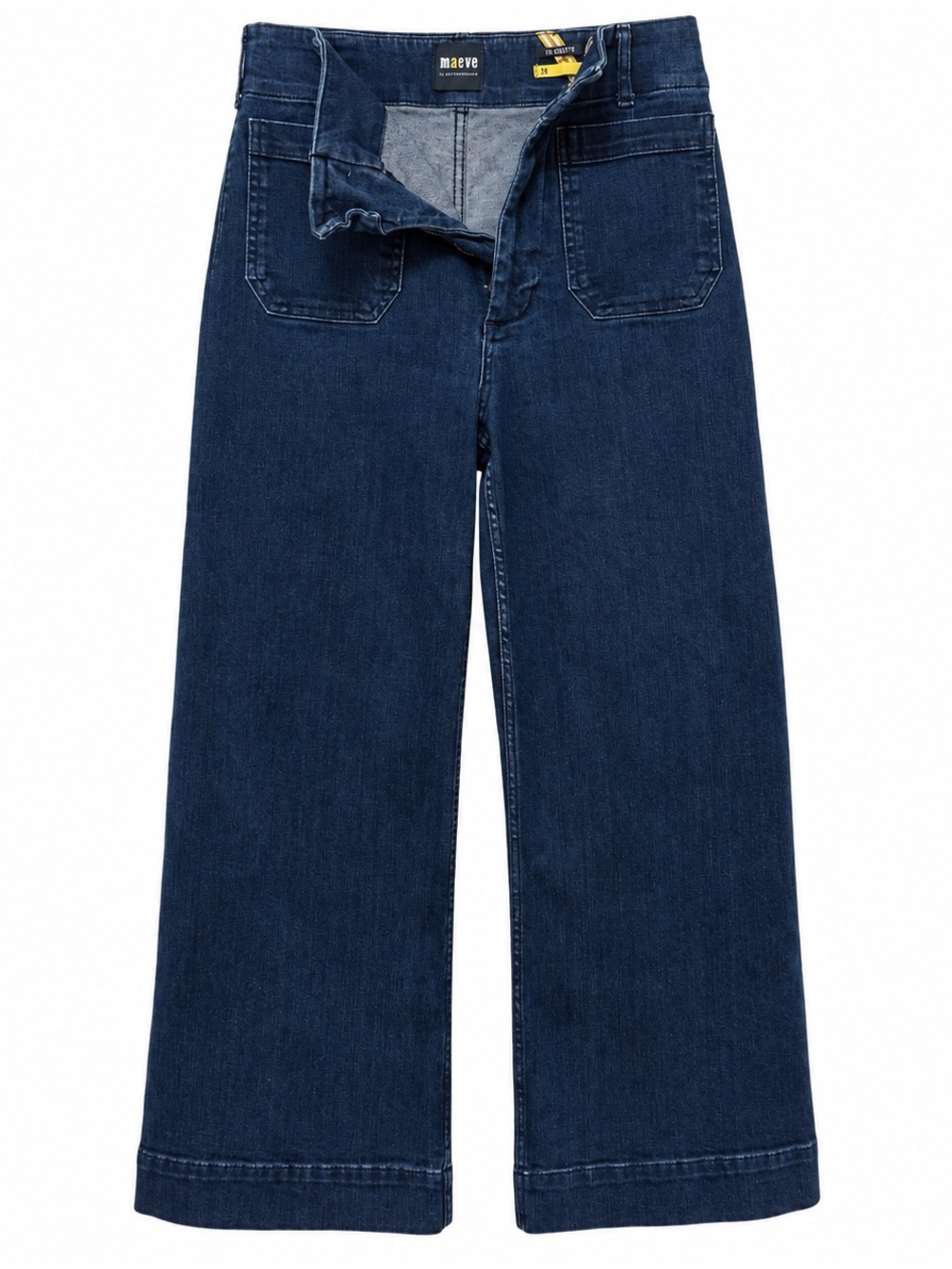 🦋 Maeve Anthropologie| The Colette Jeans Size 28 Dark Wash Wide Leg Cropped - Picture 4 of 5